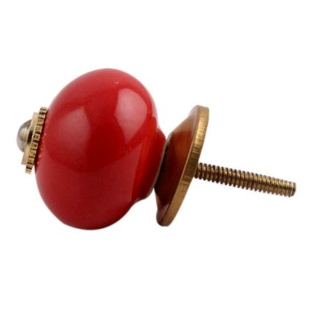 Solid Red Golden Fitting Ceramic Cabinet Knob